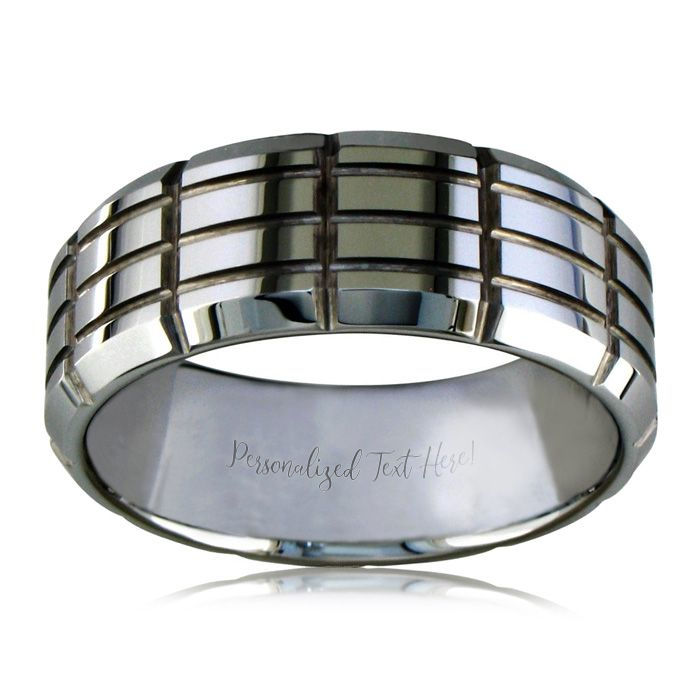 9mm MultiRow Engraved Tungsten Wedding Band